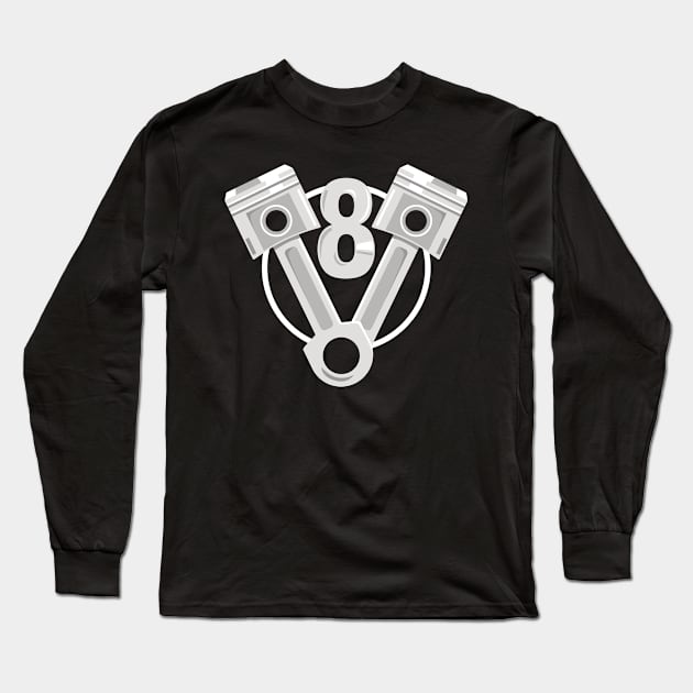 V8 Engine Design for Eight Cylinder Car Fans Long Sleeve T-Shirt by c1337s